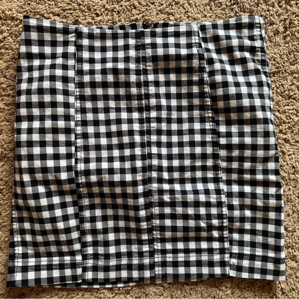 Free People Black & White Gingham Mini Skirt | Size 4